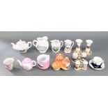 A collection of Victorian souvenir porcelain including novelty opera glass condiments etc