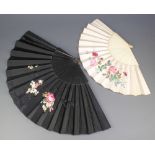 2 Edwardian silk work fans