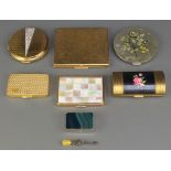 A gilt cigarette case, minor compacts and pill boxes