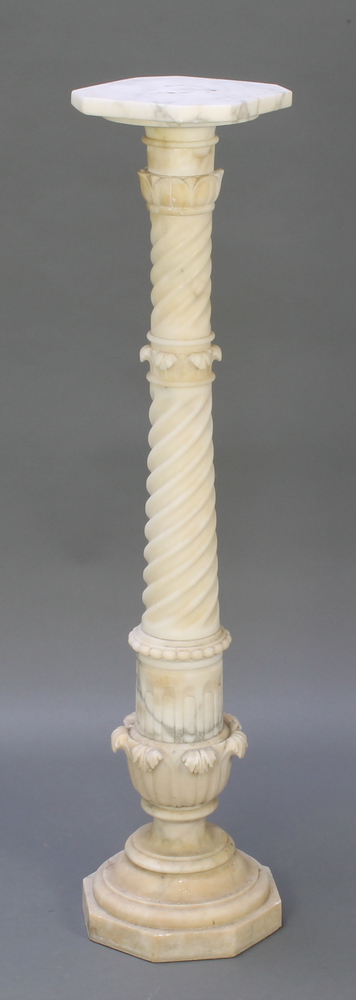 A Victorian carved marble jardiniere/torchere stand with fluted column and octagonal top 42"h x 9"