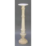 A Victorian carved marble jardiniere/torchere stand with fluted column and octagonal top 42"h x 9"