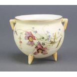 A Royal Worcester blush porcelain vase decorated with spring flowers 2 1/2"