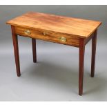 A 19th Century rectangular mahogany side/writing table, fitted a frieze drawer with brass oval plate