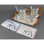 A 5 piece Picquot tea service comprising rectangular twin handled tea tray, teapot, hotwater jug,