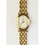 A lady's gold plated Longines wristwatch, boxed