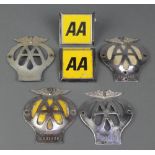 4 AA beehive radiator badges - no. OH32926, 6C38566, 2B52890 and 5B44826, 2 square AA radiator