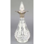 A silver mounted mallet shaped cut glass decanter 12", Sheffield The date letter is rubbed. The
