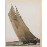 R MacAskill, photographs of fishermen and a yacht, signed in pencil, a pair 13" x 10"