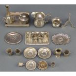 A Continental silver 2 handled cup and cover, minor miniature items