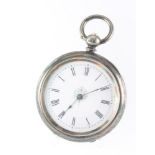 A lady's silver cased fob watch with chased decoration