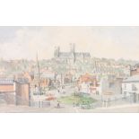 Lance Holtby, watercolour, signed, a view of Lincoln 10 1/2" x 16 1/2"