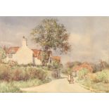 Francis B Tighe, watercolour, signed, children in a country lane 10" x 14"