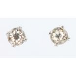 A pair of 18ct white gold champagne diamond ear studs, approx. 0.74ct