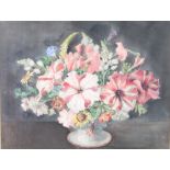 M Worsley, watercolour, signed, still life study of a vase of flowers 14 1/2" x 19"