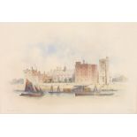 E Dolby 1879, watercolour, signed, a view of Lambeth Palace 7" x 10"