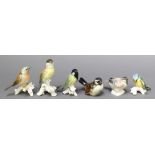 Four Karl Ens German porcelain figures of birds 4" (1 has a damaged wing) and 2 Continental