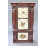 An American Smith Thomas 8 day striking wall clock with 8" square dial contained in a mahogany