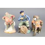 3 Royal Doulton figures - Lobster Man HN2317 8 1/2", Falstaff HN2054 7" and The Famine Court