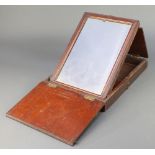 A 19th Century Campaign plate mirror in a mahogany folding frame 2" x 15" x 11"