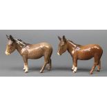 A Beswick figure Donkey, brown gloss, 1364B 4 1/2", mottled, a ditto brown glaze gloss 4 1/2"