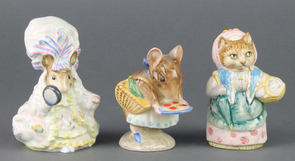 3 Beswick Beatrix Potter figures - Appley Dapply 2333 3 1/4", Lady Mouse from Tailor of Gloucester