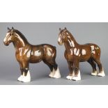 2 Beswick Standing Shire Mare, brown gloss 818, 8 1/2"