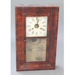 An American Jerome & Co 30 hour striking wall clock with 9" dial, contained in a mahogany case