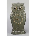 A 1930's Continental timepiece in the form of a standing owl with moving eyes indicating seconds,