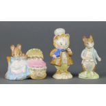 3 Beswick Beatrix Potter figures - Hunca Munca 1198 style 1 2 3/4", Amiable Guinea Pig style 2