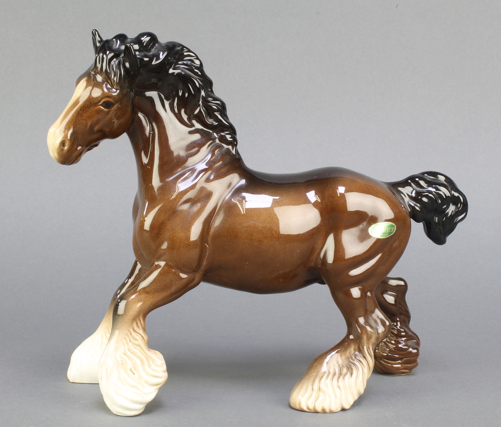 A Beswick figure of a brown shire horse 11"