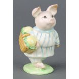 A Beswick Beatrix Potter figure Little Pig Robinson (white blue striped dress, brown basket and