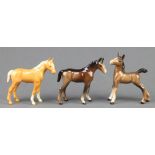 3 Beswick animals - standing pony 3", standing foal 3" and standing palamino pony 3" The 3rd item