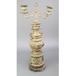 A Victorian gilt metal twin light candelabrum 22"h x 10" Some sections are missing to the body and