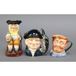 2 Royal Doulton character jugs - Fat Boy with A mark 3", Lobster man D6620 4" and Happy John Toby