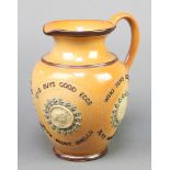 A Doulton Lambeth jug "Who buys good land buys many stones who buys good meat buys many bones buys