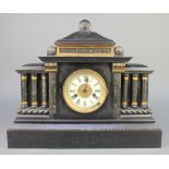 Hamburg American Clock Company, a Victorian 14 day striking mantel clock with enamelled dial and