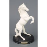A Royal Doulton white glazed figure of a rearing stallion - Spirit of the Wild on a wood socle 13"