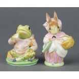 2 Beswick Beatrix Potter figures - Mrs Rabbit (umbrella out) 1200 4 1/4" and Mr Jeremy Fisher (