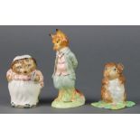 3 Beswick Beatrix Potter figures - Miss Tiggy Winkle 1107 3 1/4", Timmy Willie from Johnny Townmouse