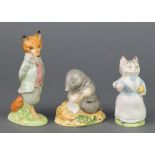 3 Beswick Beatrix Potter figures - Diggery Diggery Delvit 2713 2 3/4", Tabitha Twitchett 1676 3 1/2"