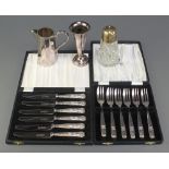 2 silver plated cased sets and minor plated items