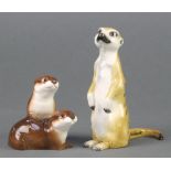 2 John Beswick figures Meerkat 4" and Otters 2"