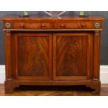 A MAHOGANY AND PARCEL GILT SIDE CABINET,