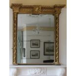 A GILTWOOD OVERMANTEL MIRROR, 19th CENTU