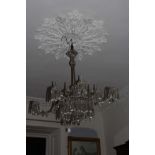 A FIVE BRANCH CUT GLASS CHANDELIER (One