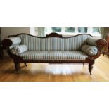 A MAHOGANY FRAMED GRECIAN STYLE SOFA, c.