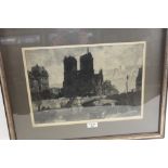 LEONARD RUSSEL SQUIRRELL, Suffolk School, 1893-1979, Mezzotint, NOTRE DAME, signed, 11 ins x 16 1/