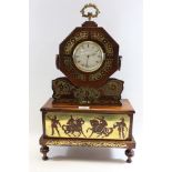 AN EARLY 19TH CENTURY ROSEWOOD AND CUT BRASS INLAID DRAWER CLOCK, circular dial with tic-tac