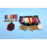 A SET OF FIVE WWII MEDALS AND RIBBONS comprising 1939-45 cupro-nickel WAR MEDAL, 39-45 STAR, BURMA