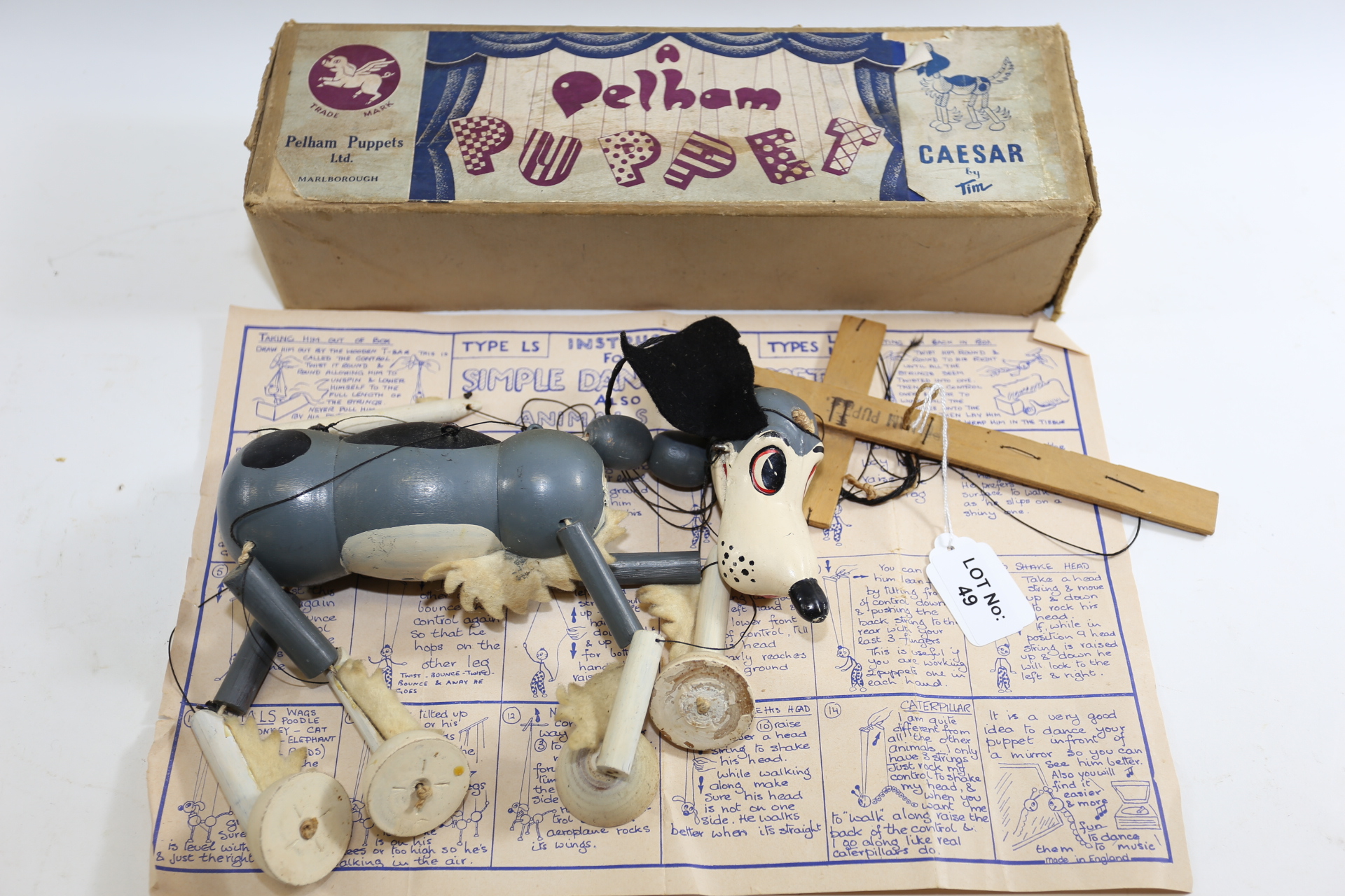 AN EARLY 20TH CENTURY CAESAR BY TIM PELHAM PUPPET, circa 1953-1956, with original box and